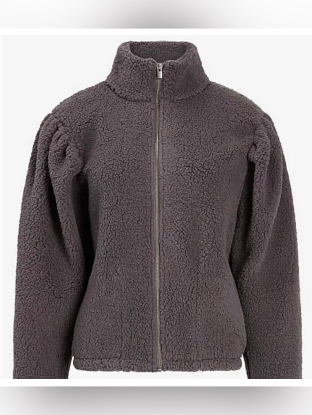 Express Cozy Full-Zip Sherpa Jacket - Charcoal